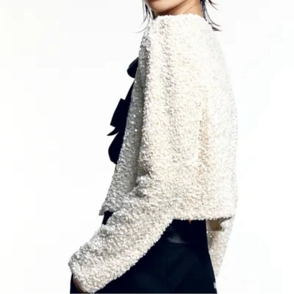 H&M TIE-FRONT SEQUINED JACKET - Picture 5 of 16